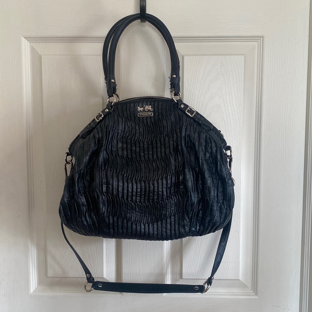 Coach Satchel, Navy Blue, Leather